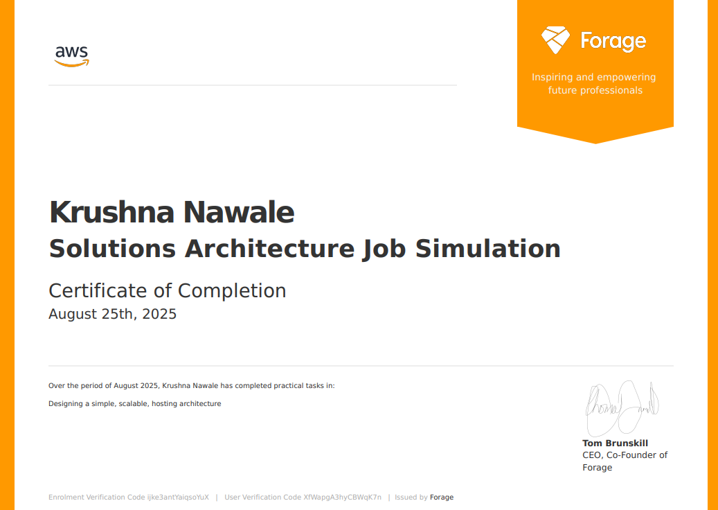 Solutions Architecture Job Simulation certificate