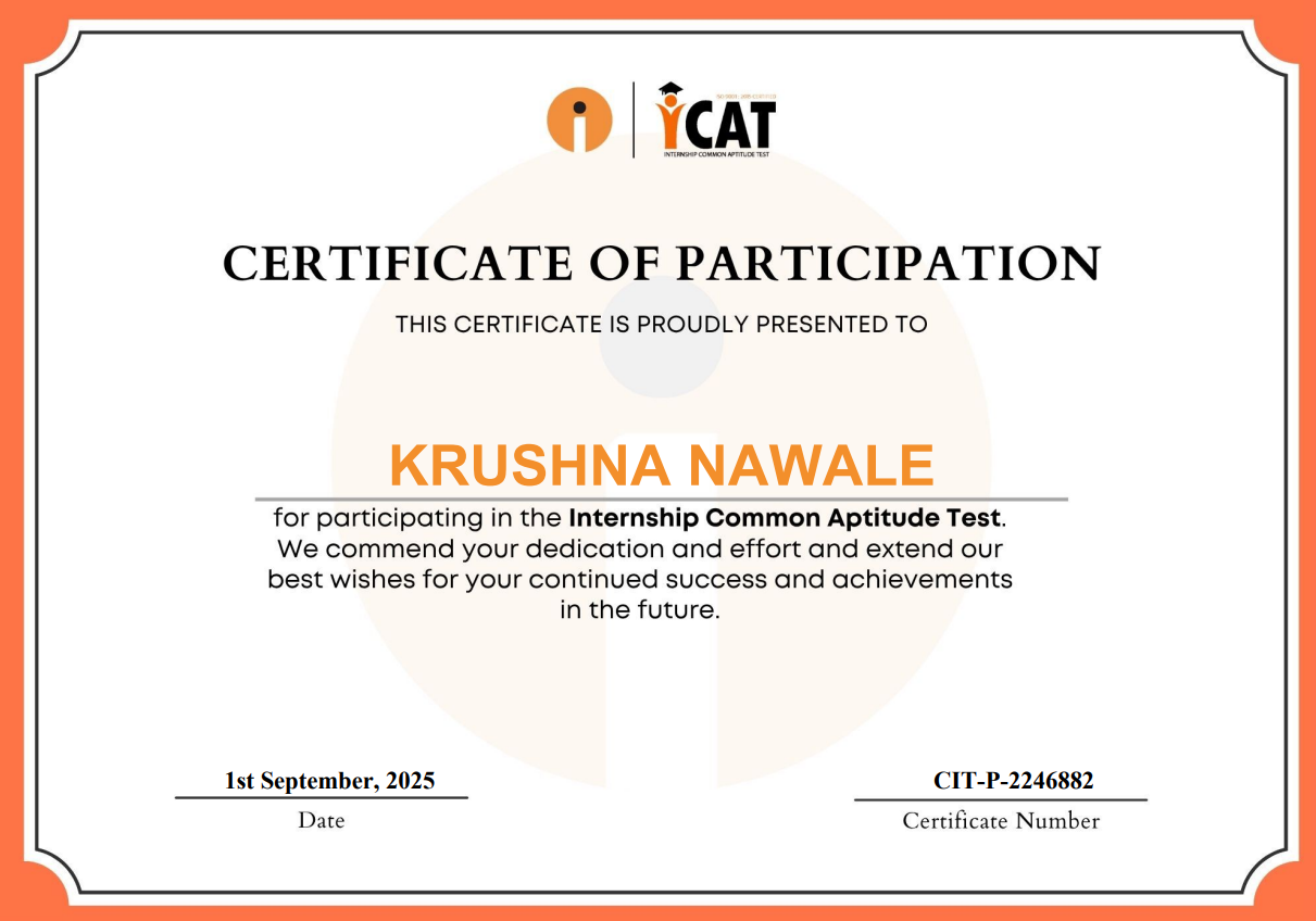 Internship Common Aptitude Test certificate
